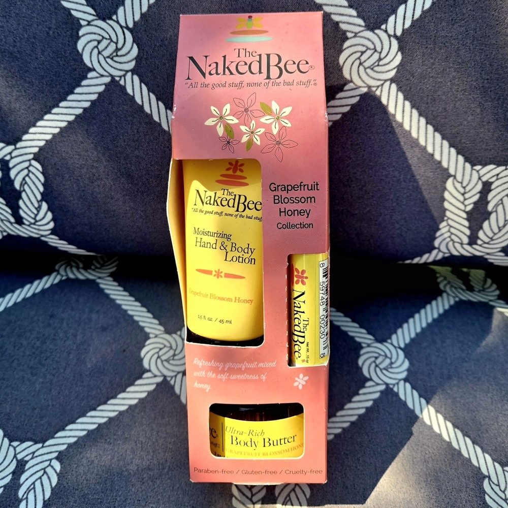 NEW! The Naked Bee Grapefruit Blossom Honey Gift Set Body Butter Lotion Lip Balm